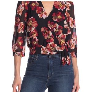 Madewell Floral V-Neck 3/4 Sleeve Blouse
